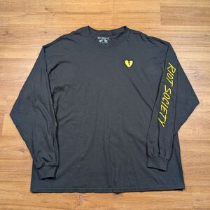 Riot Society Long Sleeve Tee Shirt Men's XXL 2XL Black Embroidered Broken Heart
